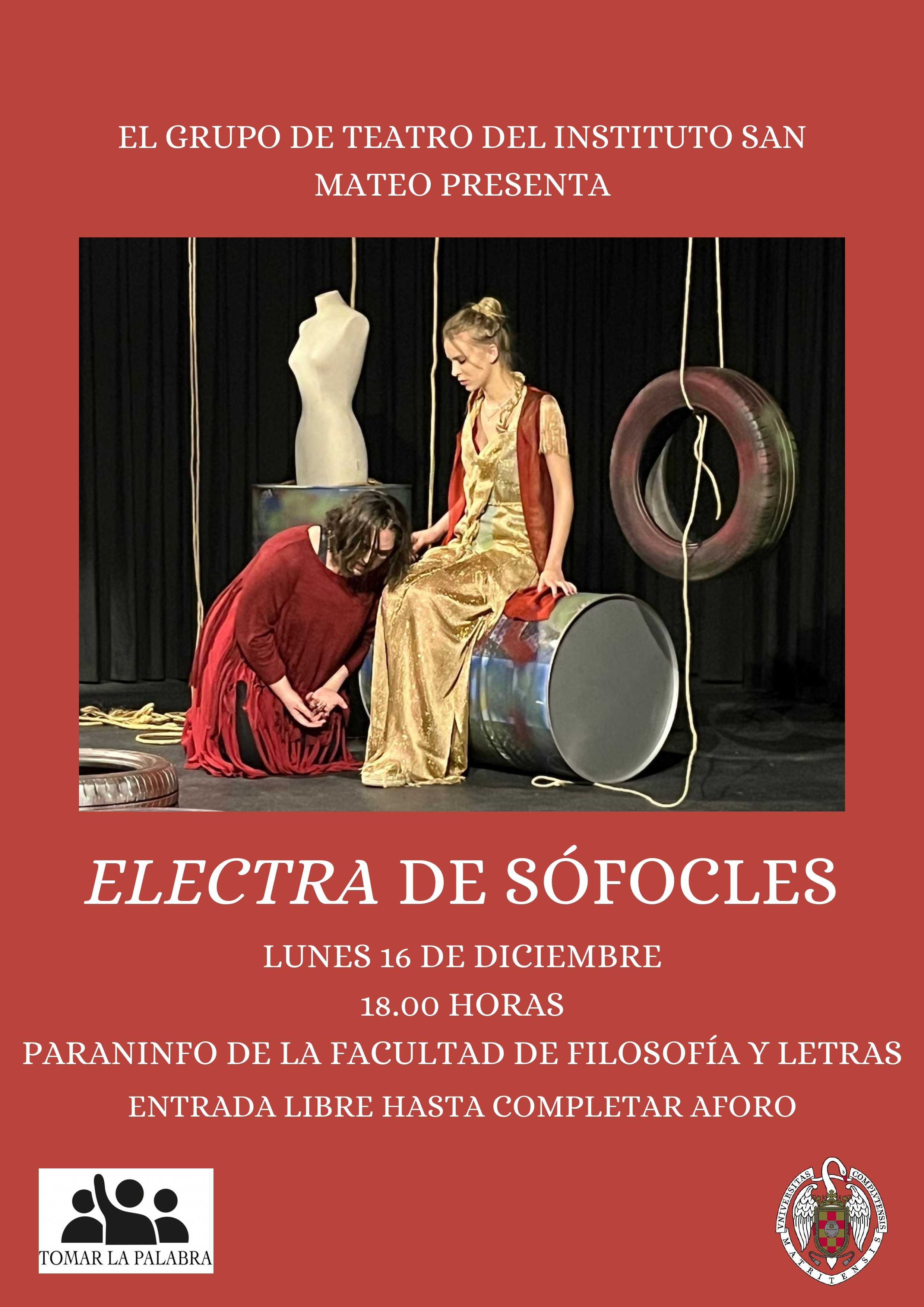 Representación de "Electra", de Sófocles, el lunes 16 de diciembre a las 18:00